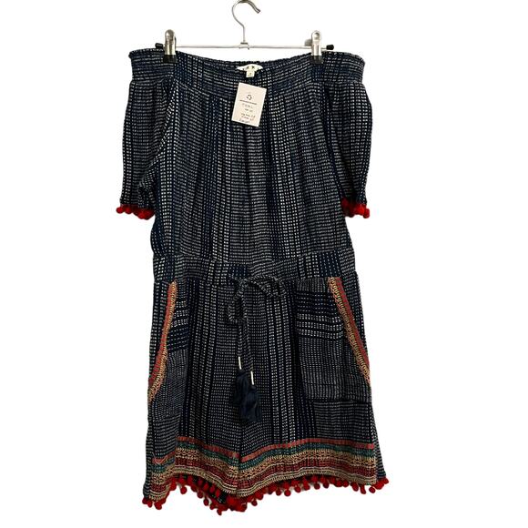 THML Womens navy romper with red poms Size Medium - Picture 3 of 8